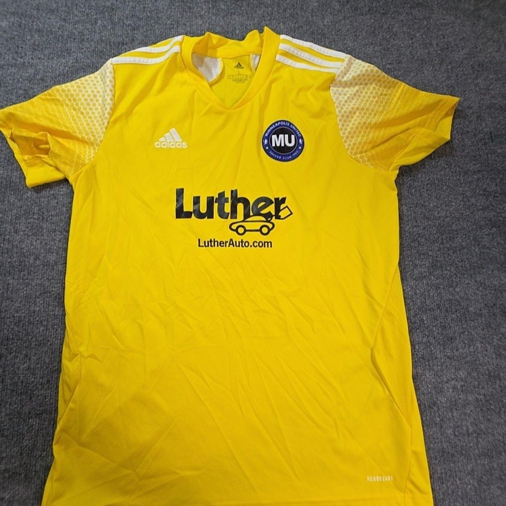 Minneapolis United Jersey Mens Large Yellow Soccer Football Adidas AEROREADY 32